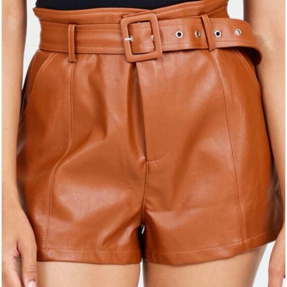 NEW Altar'd State Vegan Leather High Waist Belted Shorts SZ XL - Picture 2 of 4